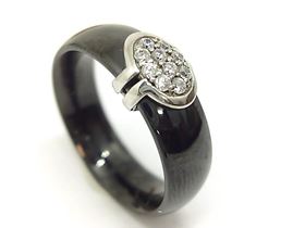 Foto de 22-120516N - *OFERTA* SORTIJA PLATA CERÁMICA NEGRA CIRCONITA