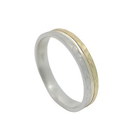 Foto de 10-351-1136-21 - ALIANZA BICOLOR MARTELADO CONFORT 4MM 18K