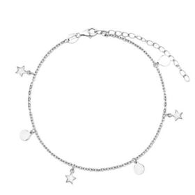 Foto de 18-AG115509 - TOBILLERA PLATA DISCOS Y ESTRELLAS 5MM 21CM (ALARGADOR 5CM)