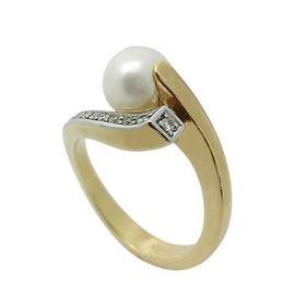 Foto de 00-1543S - SORTIJA "NETO" 13 BRILLANTES BICOLOR PERLA 12MM 18K