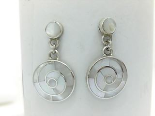 Foto de 86-008-2B - *OFERTA* PENDIENTES PLATA LARGOS ESPIRAL PIEDRAS COLOR 27MM