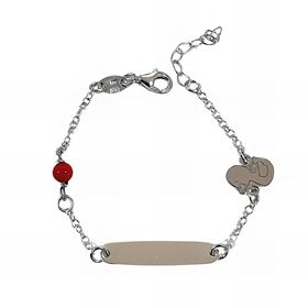 Foto de 35-801517 - PULSERA PLATA BEBÉ PLACA PATO-CORAL 12.5MM+2.5MM