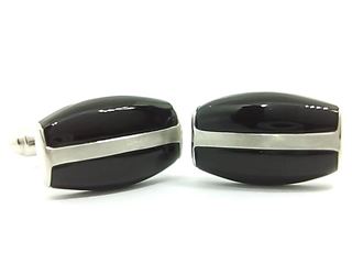 Foto de 43-437 - *OFERTA* GEMELOS PLATA ÁGATA NEGRA 12X18MM