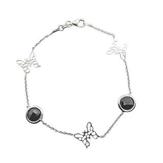 Foto de 24-SILN - *OFERTA* PULSERA PLATA CIRCON NEGRA 10MM Y MARIPOSA 12MM 20CM