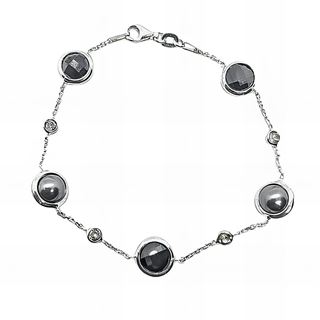 Foto de 24-130N - *OFERTA* PULSERA PLATA PIEDRA / PERLA NEGRA 10MM Y CIRCONITA 3MM 18.5CM