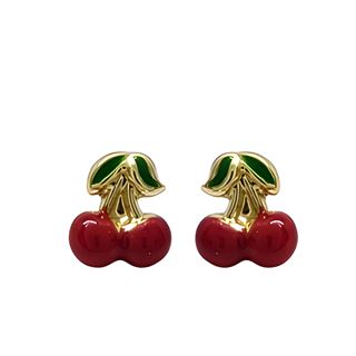 Foto de 05-1985 - PENDIENTES CEREZAS ESMALTE 6MM 18K