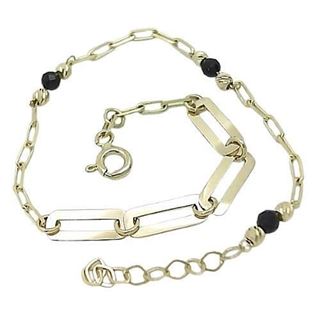 Foto de 10-501-164 - PULSERA COMBINADA PIEDRAS NEGRAS 18.5CM (2,05gr) 18K