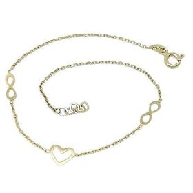 Foto de 12-042 - PULSERA CORAZÓN INFINITOS 7MM 18CM (ALARGADOR 1CM) 18K