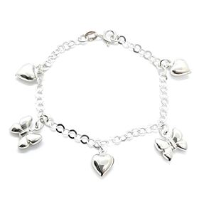 Foto de 20-3 - PULSERA PLATA 2 MARIPOSAS- 3 CORAZONES  11MM 17CM