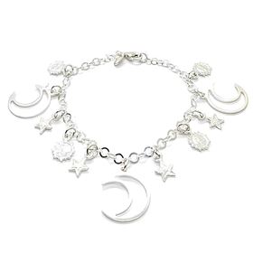 Foto de 20-4 - PULSERA PLATA 3 LUNAS 16MM- 4 SOLES - 4 ESTRELLAS 7MM 17CM