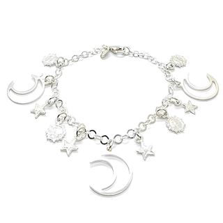 Foto de 20-4 - PULSERA PLATA 3 LUNAS 16MM- 4 SOLES - 4 ESTRELLAS 7MM 17CM
