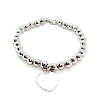 Foto de 20-006 - PULSERA PLATA BOLAS 6MM CORAZÓN 15MM 19CM