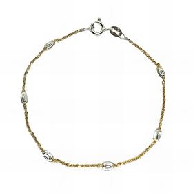 Foto de 20-R35D - PULSERA PLATA PEPITAS LAPIDADAS DORADA 3MM 18CM