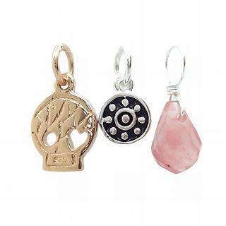 Foto de 25-200151 - SET PLATA CHARMS CALAVERA COBRE Y ROSA 10MM