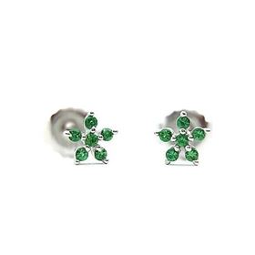 Foto de 25-0446V - PENDIENTES PLATA FLOR CIRCONITA VERDE 6MM