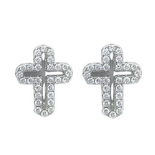 Foto de 25-0659P - PENDIENTES PLATA CRUZ CIRCONITA 12X9MM