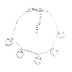 Foto de 25-0420 - PULSERA PLATA 5 CORAZONES CIRCONITA 8MM 15.5CM ALARGADOR 3.5CM