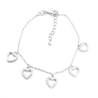 Foto de 25-0420 - PULSERA PLATA 5 CORAZONES CIRCONITA 8MM 15.5CM ALARGADOR 3.5CM