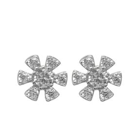 Foto de 40-7403B - PENDIENTES FLOR CIRCONITA 8.5MM O.B. 18K