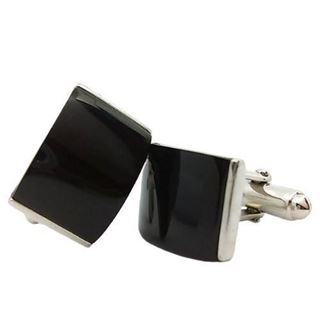 Foto de 43-276 - *OFERTA* GEMELOS PLATA ÁGATA NEGRA 12X17MM