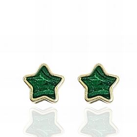 Foto de 62-1673 - PENDIENTES ESTRELLA MALAQUITA VERDE 5.5MM PRESIÓN 18K