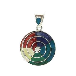 Foto de 86-007-2 - *OFERTA* COLGANTE PLATA REDONDO ESPIRAL PIEDRAS COLOR 16MM