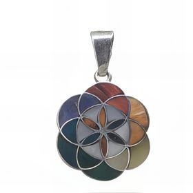 Foto de 86-002-1 - *OFERTA* COLGANTE PLATA FLOR MANDALA 23MM