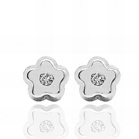 Foto de 90-6046-1B - PENDIENTES BRILLANTE FLOR 4MM O.B. 18K