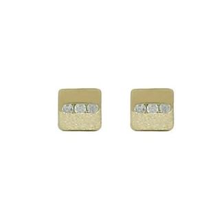 Foto de 99-PT822 - PENDIENTES CUADRADOS CIRCONITA MATE-BRILLO 4MM 18K