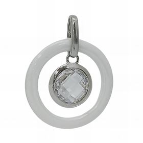 Foto de 22-120461B - *OFERTA* COLGANTE PLATA CERÁMINCA BLANCA CIRCONITA 23MM