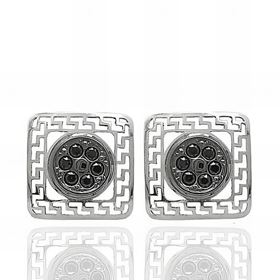 Foto de 51-40405B - PENDIENTES CIRCONITA NEGRA 8X8MM O.B. 18K