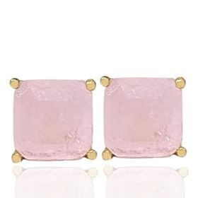 Foto de 05-3988RS - PENDIENTES PIEDRAS COLOR ROSA 8X8MM PRESIÓN 18K