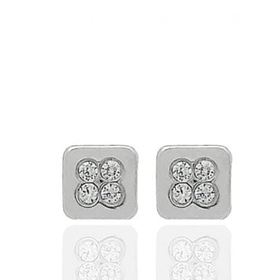 Foto de 51-1627B - PENDIENTES CUADRADOS CIRCONITA 4MM O.B. 18K