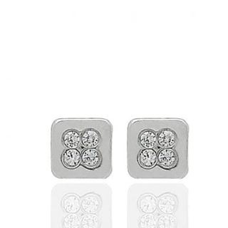 Foto de 51-1627B - PENDIENTES CUADRADOS CIRCONITA 4MM O.B. 18K