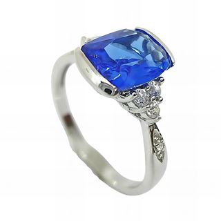 Foto de 32-3561A - *OFERTA* SORTIJA PLATA CIRCONITA PIEDRA AZUL