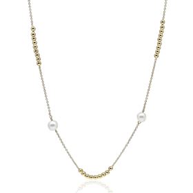 Foto de 71-13106G - GARGANTILLA BOLAS 2MM Y PERLAS 4MM 45CM (ANILLA A 3CM) 18K
