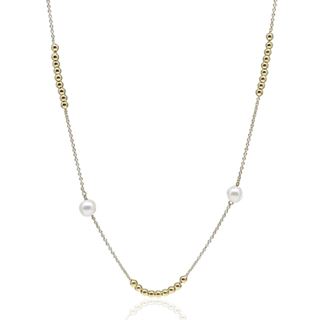 Foto de 71-13106G - GARGANTILLA BOLAS 2MM Y PERLAS 4MM 45CM (ANILLA A 3CM) 18K