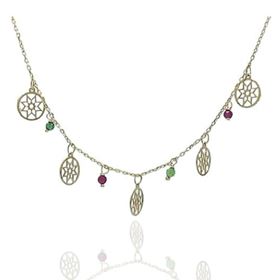 Foto de 10-656-119G - GARGANTILLA MANDALAS PIEDRAS COLOR 8-3MM 42CM 18K