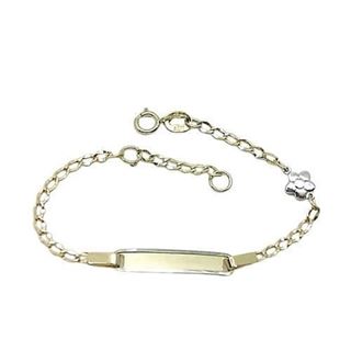 Foto de 10-00-8680 - PULSERA BEBÉ PLACA FLOR 5MM BICOLOR (PLACA 4X21MM) 14CM (ANILLA A 2CM) (1,52gr) 18K