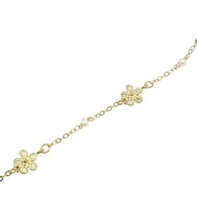 Foto de 10-00-9044 - PULSERA FLORES-PERLAS 1-3MM 18CM (ANILLA A 2CM) (2,03gr)) 18K