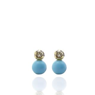 Foto de 87-21-3T - PENDIENTES TÚ Y YO TURQUESA 6MM 18K
