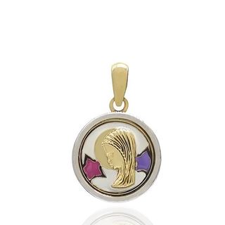Foto de 62-682 - MEDALLA VIRGEN NIÑA NÁCAR-ESMALTE 12MM 18K