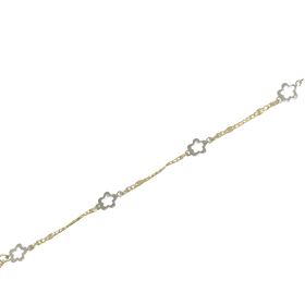 Foto de 10-00-6081 - PULSERA FLORES BICOLOR 6.50MM 18CM (ANILLA A 2CM) (1,42gr) 18K