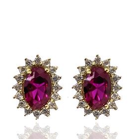 Foto de 10-10054PR - PENDIENTES RUBÍ CIRCONITA 10MM PRESIÓN 18K