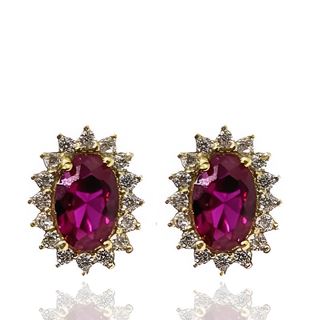 Foto de 10-10054PR - PENDIENTES RUBÍ CIRCONITA 10MM PRESIÓN 18K