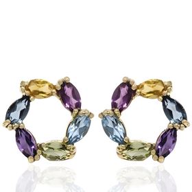 Foto de 71-12450P - PENDIENTES PÉTALOS PIEDRAS COLOR 10MM PRESIÓN 18K