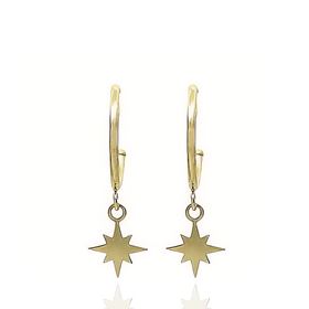 Foto de 62-1492 - PENDIENTES ARO 1MM ESTRELLA 6MM 22MM 18K