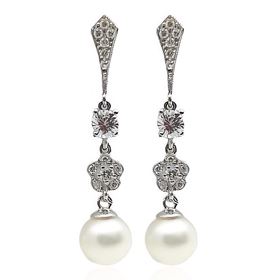 Foto de 13-7055P - PENDIENTES PERLA CIRCONITA 40MM PRESIÓN O.B. 18K