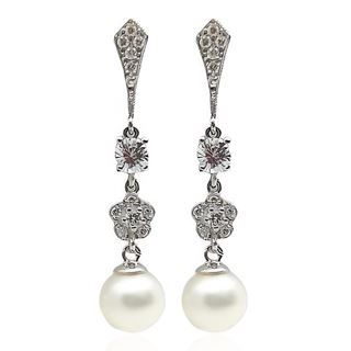Foto de 13-7055P - PENDIENTES PERLA CIRCONITA 40MM PRESIÓN O.B. 18K