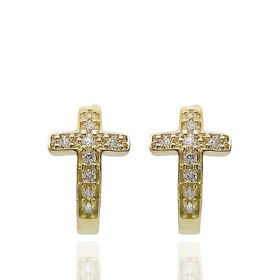 Foto de 62-1173 - PENDIENTES ARO CRUZ CIRCONITA 2X13MM 18K